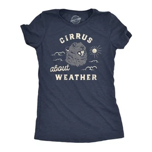 Womens Cirrus About Weather T Shirt Funny Ground Hogs Day Cloudy Shadow Joke Tee - Picture 1 of 7