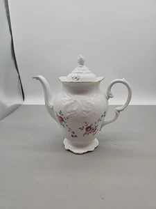 Raro! Wawel Meissen Flower China Polonia Caffettiera Teiera con Coperchio - Scontinta - Foto 1 di 10