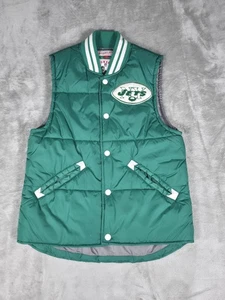 NY Jets Weste Herren Small Mitchell And Ness grün weiß Reißverschluss Vintage gestreift - Bild 1 von 9