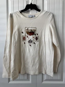 Vintage Bobbie Brooks 90s Autumn Harvest Shirt Pumpkin Embroidered Large - Bild 1 von 4