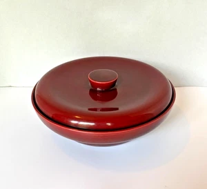MCM Hollydale MALIBU MODERN Casserole w/ Lid California Pottery Maroon Burgundy - Picture 1 of 9