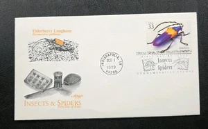 US FDC # 3351B Insects  & Spiders Elderberry Longhorn 1999. - Picture 1 of 6