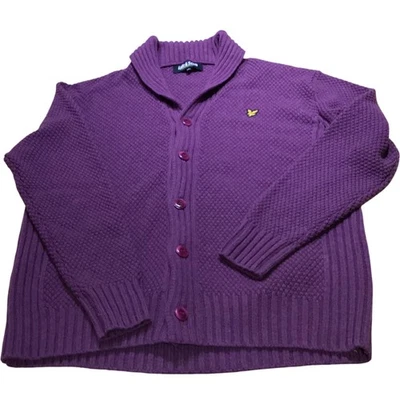 Lyle & Scott Shawl Collar Cardigan Men's XXL Purple Wool Button Down - Image 1 of 4