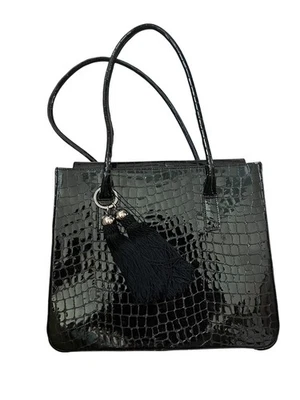 STUART WEITZMAN  for Russell & Bromley Croco? PURSE BAG in BLACK Made in Spain - Image 1 of 4