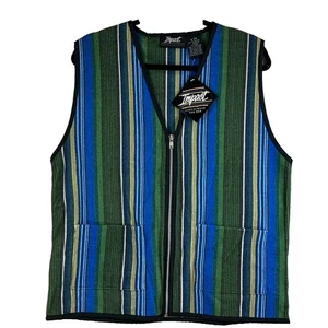 Impact Vest Mens Small Multicolor Striped Zip Up Sleeveless Front Pockets New - Picture 1 of 9