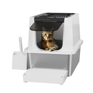 Stainless Steel Cat Litter Box, Odorless Enclosed Litter Box with Top Holes, ... - Picture 1 of 9