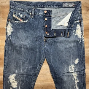 Jeans Diesel Uomo 36x32 Blu Mharky Slim Skinny Invecchiato Italia Rockstar 0842M - Foto 1 di 16
