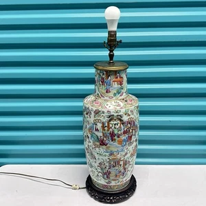 Antique China Qing Dynasty Chinese Famille Rose Vase Lamp - Picture 1 of 5