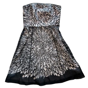 Vestido Floral Negro Sin Tirantes Casa Blanca Mercado Negro Talla 10 - Imagen 1 de 9