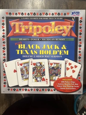 Tripoley Plus Deluxe Mat, Black Jack, Texas Hold’Em, Hearts, Rummy, NEW SEALED - Image 1 of 4