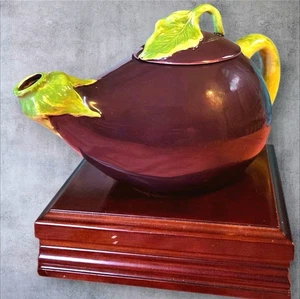 Teiera melanzane melanzane disegni cuore e casa viola ceramica vegetale *leggi* - Foto 1 di 7