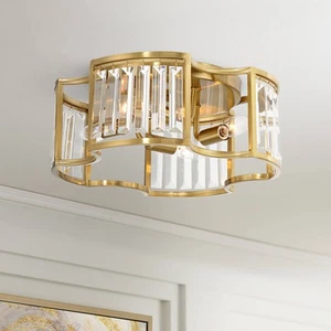 Possini Euro Gillian 15" Wide Soft Gold Crystal 4-Light Ceiling Light - Picture 1 of 8