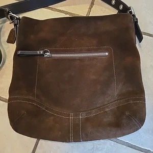 Vintage Coach Suede Large Crossbody Bag Brown - Picture 1 of 24