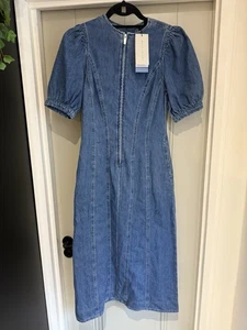 Mint Velvet Blue Indigo Denim Zip Midi Dress UK 6 New With Tags - Picture 1 of 10