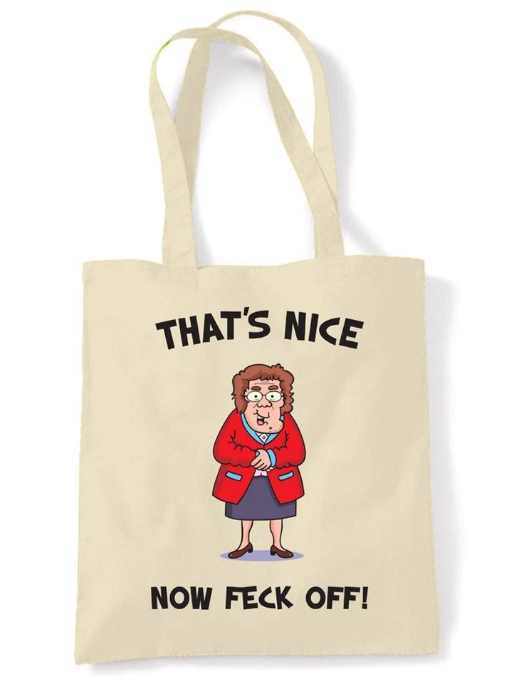 FUNKEY MONKEY Mrs Browns Boys That's Nice Now Feck Off Shoulder Bag - Funny Brown Shopping