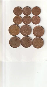 12 x Queen Elizabeth II Great Britain Coins  One Penny Two Pence LOOK - Picture 1 of 2