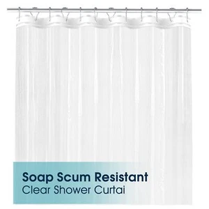 Shower Curtain Plastic Water Resistent PEVA Heavy Weight Thick Bathroom Clear... - Picture 1 of 7