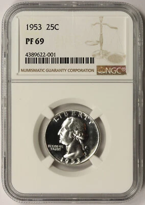 1953 Washington Quarter Silver 25C Proof PF 69 NGC - Image 1 of 4