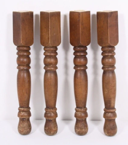 As Found Pre-Owned Distressed Lot of 4 True Vtg 15” Maple Wood Turned Legs Cover