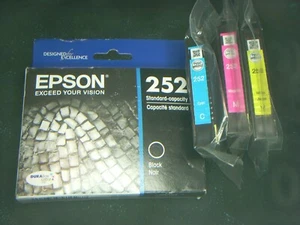 Genuine Epson 252 Black Cyan Magenta & Yellow Ink Cartridges Total 4 New - Bild 1 von 1