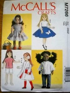 McCall 7266 Doll Clothes for 18" Dolls Dress Skirt Pants Top Sewing Pattern - Picture 1 of 2