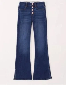 Abercrombie kids Girl High rise Flare Jeans Dark Wash Sz 15/16 Regular Pull On - Picture 1 of 11