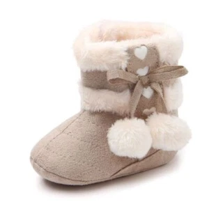 Baby Girls Crib Soft Booties Snow Fur Boots Newborn Toddler Warming Shoes Winter - Picture 1 of 15