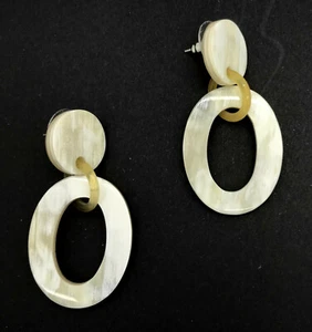 camilieri Horn Büffelhorn Ohrringe Ohrhänger Ohrstecker natur beige NEU