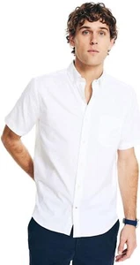 Nautica Men's Classic Fit Oxford Short Sleeve Shirt (L, White), Large - Picture 1 of 5