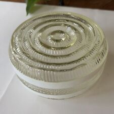 MCM Vintage Light Shade Globe White Stripes With Clear Heavy Think Glass