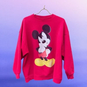 Disney Mickey Mouse Vintage Mickey Unlimited Thinking Mickey Mouse Red Sweatshir - Picture 1 of 5