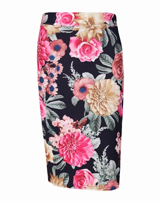 Women's Ladies Summer Floral Print Skirt Elasticated Waist Sizes 6-24 Length 25" - Image 1 of 4
