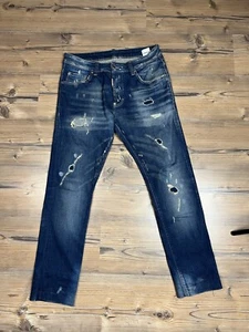 Dsquared2 Men`s Blue Distressed Denim Slim Fit Cropped Jeans Pants Size 48 - Picture 1 of 13