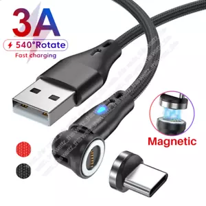 540° Rotate Magnetic Phone Charger Type C Charging Cable For Samsung iPhone 15 - Picture 1 of 13