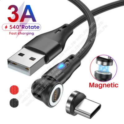 540° Rotate Magnetic Phone Charger Type C Charging Cable For Samsung iPhone 15 - Image 1 of 4