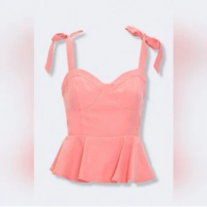 NWT F21 Coral Bustier Sweetheart Tie-strap Top Small - Picture 1 of 7