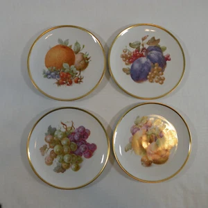Juego de 4 platos de ensalada de postre de frutas Schumann Azberg Alemania 7,5" borde dorado de colección - Imagen 1 de 23