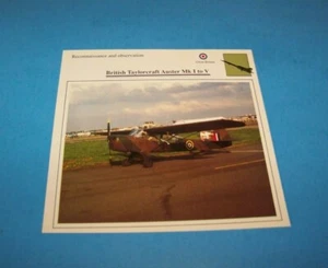 British Taylorcraft Auster Mk I to V Military Aircraft Photo / Information Card - Picture 1 of 2