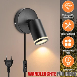 Retro Wand Lampe Flur Strahler Schalter Wohnzimmer Schlafzimmer Leuchte Schwarz - Bild 1 von 19
