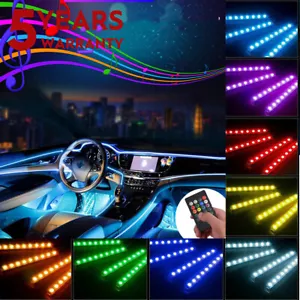 RGB 5050 48 LED Light Strip Interior Atmosphere Neon Lamp Remote Control For Car - Foto 1 di 16