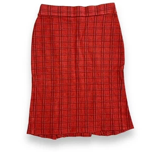 DVF Diane Von Furstenberg Studio Plaid Pleated Hem Orange Skirt Size 8 Vintage - Picture 1 of 12