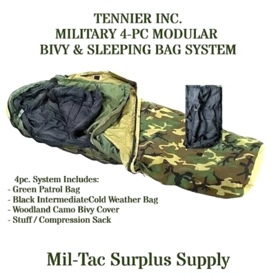 MILITARY USGI TENNIER INC. 4-PC MODULAR BIVY & SLEEPING BAGS SYSTEM - Image 1 of 4