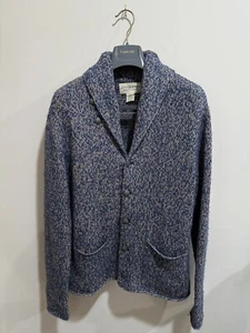 RALPH LAUREN DENIM & SUPPLY Small Blue Herringbone Linen Silk Alpaca Cardigan - Picture 1 of 6