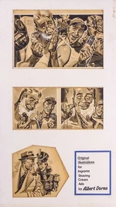 Albert Dorne (1906-1965) ORIGINAL FOOTBALL Illustrations, Ingrams Shaving Cream - Picture 1 of 4