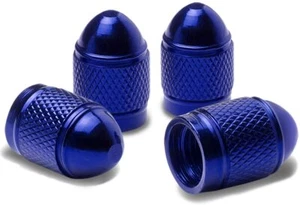 4pcs Universal Tire Wheel Bullet Style Dust Caps Air Stem Blue For Cars Trucks - Picture 1 of 9