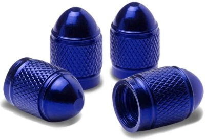 4 peças tampas de poeira estilo bala roda pneu universal haste de ar azul para carros caminhões - Imagem 1 de 4