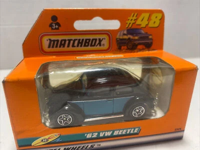 1998 Matchbox #48 Black & Blue '62 VW Beetle w/MATCHBOX on Windshield NIB - Image 1 of 4