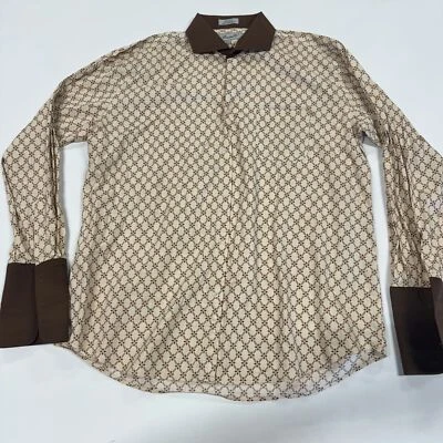 Camisa social masculina Fratello 17,5 marfim floral algodão manga longa clássica carreira - Imagem 1 de 4