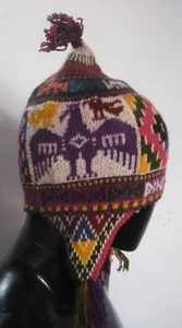 Peruvian handmade chullo - hat - unisex hat - warm winter - natural wool knit - Picture 1 of 6