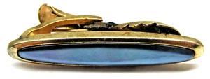 Vintage Gold Abalone Tie Clip Bar Dark Mother of Pearl Germany Men's Formal Wear - Picture 1 of 3